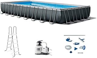 Intex 26373EH 32ft x 16ft x 52in Ultra XTR Frame Above Ground Rectangular Swimming Pool Set with Sand Filter Pump, Ladder, Cover, & Maintenance Kit