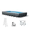 Intex 26373eh 32ft x 16ft x 52in ultra xtr frame above ground rectangular swimming pool set with sand filter pump ladder cover maintenance kit  urban country home decor