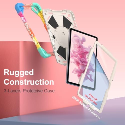 Image of Nitupai Case for Samsung Galaxy Tab A11+ Plus / A9+ 11 Inch 360 Rotating | Galaxy Tab A11+ Case Samsung A9+ Tablet Cover with Hand Strap Stand Shoulder Strap Screen Protector, 2025 /2023 Release, White