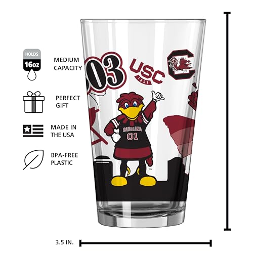 Image of Logo Brands NCAA 16 oz Pint Glass - Durable Glass With Bold Team Color- Chip-Resistant Rim Drinkware For Fans, Tailgates, Home Bars & Everyday Use