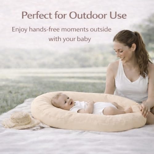 Image of Aila + Aiden Baby Lounger | Organic Cotton Infant Lounger | Adjustable & Portable Floor Lounger |Supervised Use | Soft, Breathable, Washable Cover - Snuggle Collection - (Tan)