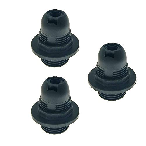 TWDRTDD Candelabra e12 Base Bakelite Threaded keyless Light lamp Socket with Metal Shade Ring (3, Black)