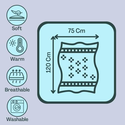 Baby Blanket new born essential, good size 75 x 120cm, suitable for pram, cot, travel, easy to wash and bright design.,Blue