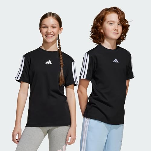 adidas Unisex Kinder Essentials 3 Stripes T-Shirt, Black/White, 13-14 Years