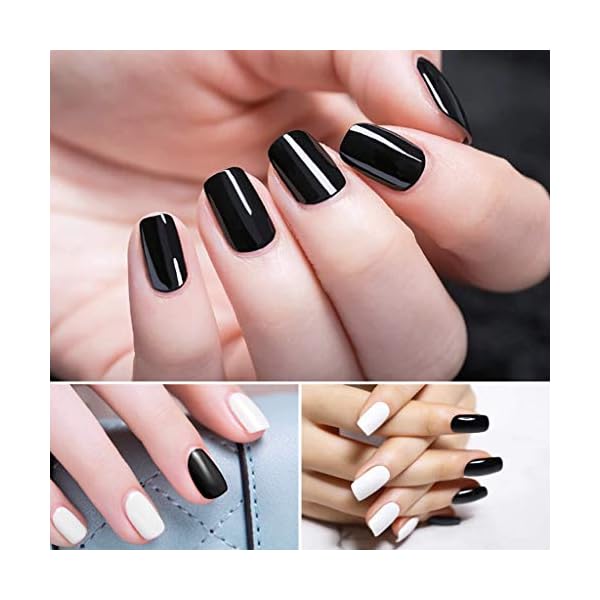 Vishine Gel-Nagellack-Set, semi-permanent, Weiß, Schwarz, Dunkelrot und Rosa, 4 Stück – Bild 5