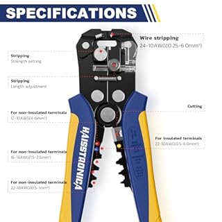 haisstronica Self-Adjusting Wire Stripper, 3 in 1 Stripper/Cutter/Crimping Heavy Duty Automatic Electrical Wire Strippers for 10-24 AWG
