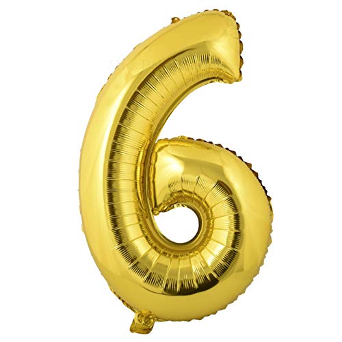 Miss Bakery's House® Globo de Aluminio - 81 cm - Dorado - número 6 - cumpleaños
