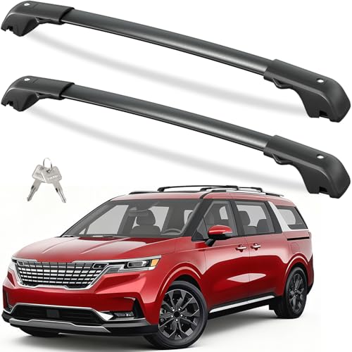 Tuyoung Lockable Roof Rack Cross Bars Compatible with 2022-2026 KIA Carnival & Carnival Hybrid with Raised Side Rails, Heavy Duty Anti-Theft Aluminum Roof Crossbars Cargo Carrier Bag Black Bike