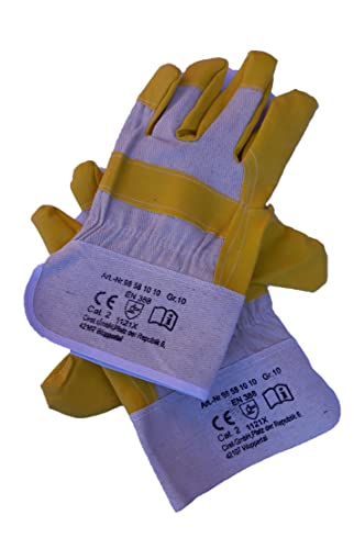 Ciret 12 pares de guantes de trabajo Work Grip 1121x / Nitras 1104 de piel sintética con forro interior, amarillo, Talla única Cover