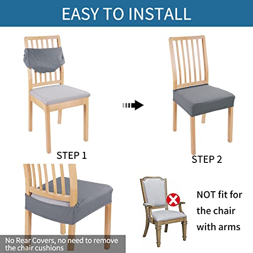 Smiry Waterproof Seat Covers For Dining Room Chairs Set Of 4, Stretch Jacquard Removable Washable Chair Seat Slipcovers Protector, No Rear Covers, Beige #TOP2