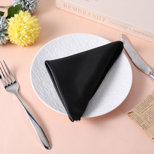 Servilletas de Tela Cuadradas Negras 6 Piezas 17x17 Pulgadas miniatura 4