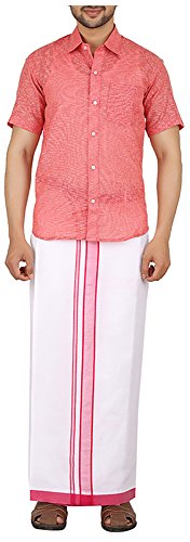 Prakasam Cotton Men's Cotton Dhoti_Moon-Vel-Pkt-Pink_Pink_32