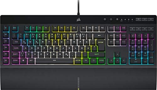 Corsair K55 RGB PRO XT Wired Membrane Gaming Keyboard (Dynamic RGB Backlight, 6 Macro Keys with Elgato Software Integration, IP42 Dust and Splash Protection) QWERTZ Black