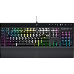CORSAIR K55 RGB PRO XT Kabelgebundene Membrantastatur – IP42 Staub- Und Spritzwassergeschützt – 6 Makro-Tasten Mit Elgato-Integration – iCUE-Kompatibel – QWERTZ DE – PC, Mac, Xbox – Schwarz