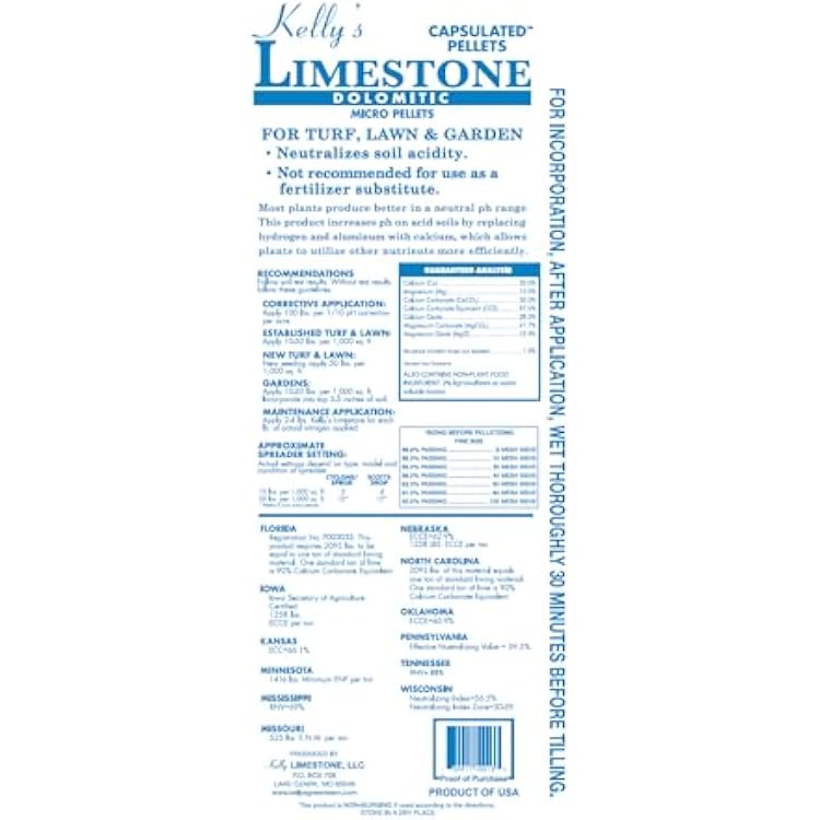 Kelly's Capsulated Limestone Pellets - 50lb Bulk Bags - for Turf, Lawn, and Garden(Dolomitic Micro Pellets)