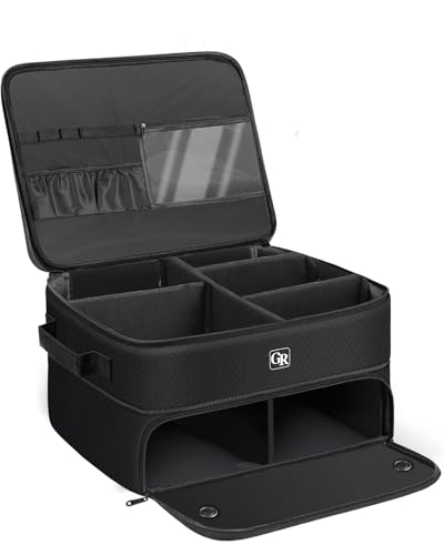 Odor-Absorbing 2-Layer Large Golf Trunk Organizer with Activated Carbon Fabric - Water-Resistant Golf Shoe Bag for Shoes Balls Tees Clothes Gloves Golf Accessories Fathers Day Dad Gifts for Men