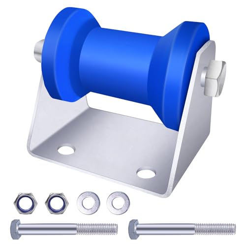 XIANGZI Blue 4inch Keel Roller Assembly Kit for Boat Trailers Roller and Bracket and Mounting Bolts, Silver, Galvanized Steel