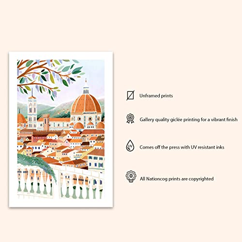 Nationcog Florence Art Print, Santa Maria Del Fiore Cathedral, Italy Wall Art, Travel Gift, Travel Poster, Europe Print, Tuscany Print, Housewarming (Unframed) (11X14) #TOP1