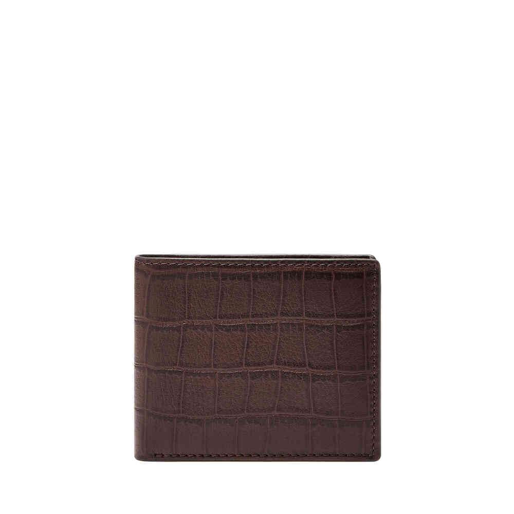 Fossil Men's Derrick Brown Leather Bifold Wallet, ML4686204