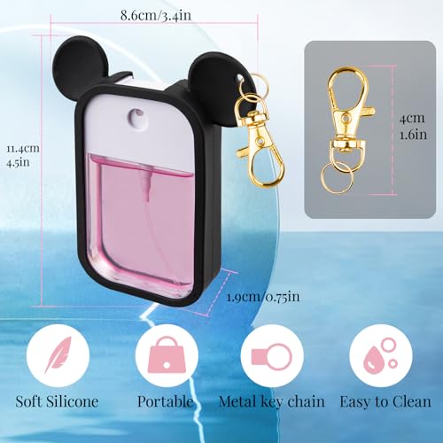 TERPINK Silicone Case Compatible with Touchland Hand Sanitizer Spray 1 fl oz, Mouse Design Protective Case with Keychain for Power Mist and Glow Mist, Hand Sanitizer Spray Accessory 1 Pack (Black) - Thumbnail 7