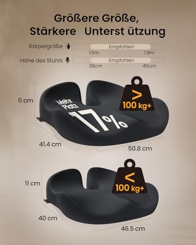 ProtoArc Extra-Large Bürostuhl Sitzkissen Memory Foam, Zusatzhülle, Schwarz – Ansicht 4