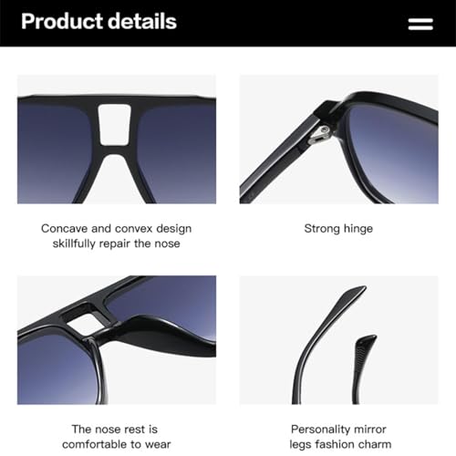Lunettes de soleil rétro double pont de qualité supérieure et verres dégradés - 4
