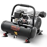 VEVOR Air Compressor, 1 Gallon Steel Tank, 1HP 1.5CFM @ 90PSI Oil Free Air Compressor & Max. 120PSI Pressure, 78dB Ultra Quiet Portable Compressor for Auto Repair, Tire Inflation, Spray Painting, 120V