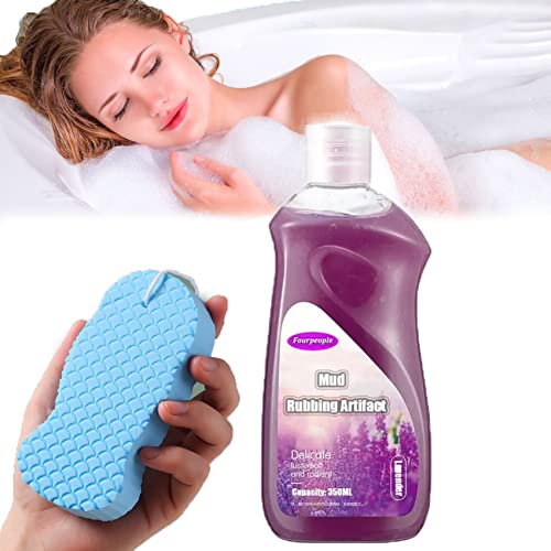 Rubbing Mud for Skin - Fourpeopeo Mud Rubbing Artifact, Rubbing Mud Gel with Exfoliating Body Scrubber, Body Exfoliating Mud Scrub, Moisturizing Deep Cleansing, Glowing and Smooth Skin (Lavender)