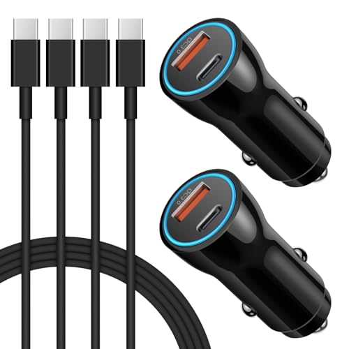 iPhone 15 Car Charger [Apple MFi Certified] 2 Pack 43W USB C Car Charger Adapter with 2 Pack 6FT USB-C to C Fast Charging Cable for iPhone 15/15 Plus/15 Pro/15 Pro Max,iPad Pro/Air/Mini,Samsung Galaxy