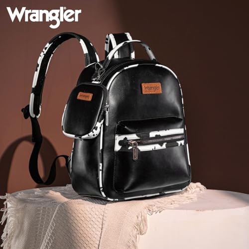 Image of Montana West Wrangler Cow Print Backpack Cute Daypacks Large Bookbag Purse for Women
