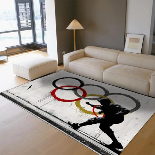 Tapis lavable antidérapant pour salon moderne résistant aux taches de nourriture