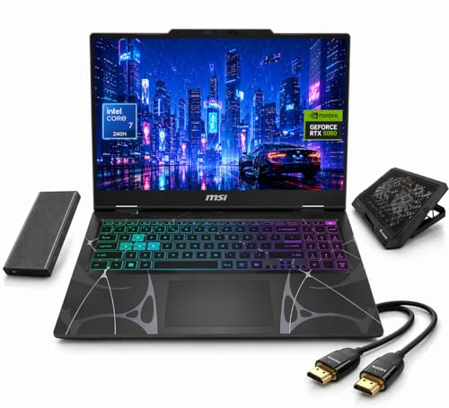 msi Cyborg 15 Gaming Laptop, Intel Core 7 240H, AI Powered NVIDIA RTX 5060, 15.6" 144Hz FHD, 16GB DDR5, 512GB SSD, Win 11 Home, Cooling Pad & HDM, Laptop for Student Worker