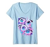 Photo Gallery donna kawaii pastel goth eyes strani amanti estetici maglietta con collo a v Photo Gallery donna kawaii pastel goth eyes strani amanti estetici maglietta con collo a v