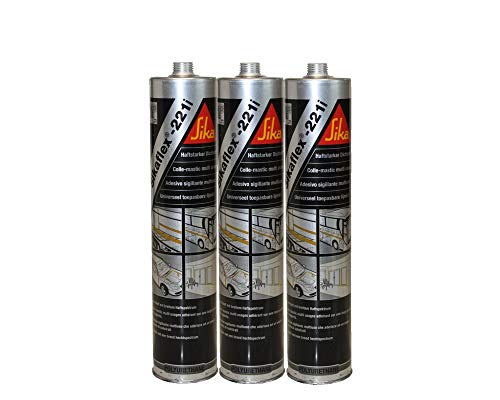 Preisvergleich Produktbild 3er Set Sikaflex -221i Dichtstoff Karosseriedichtmasse Spoilerkleber 300ml Schwarz