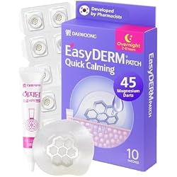 EasyDerm Quick Calming Magnesium Pimple Patches – Acne Spot Treatment with Tweezers & Ampoule, 10 Patches, Zit Sticker, Daewoong Pharmaceutical, Summer Season Travel Essentials
