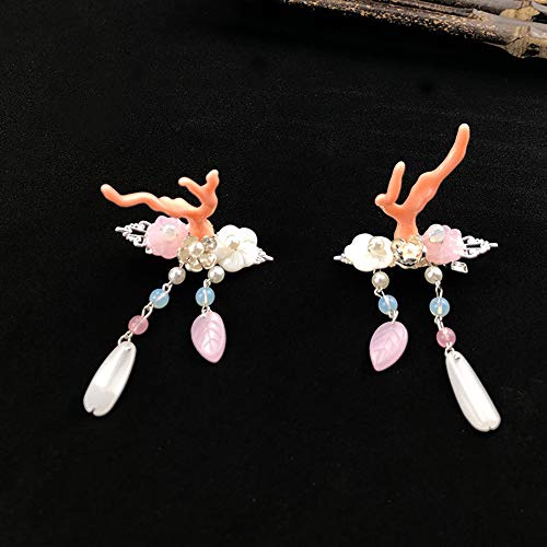 DAWEIF Chinese Style Hair Accessories Hanfu Headdress Side Clip Ancient Hair Decoration Tassel Hairpin