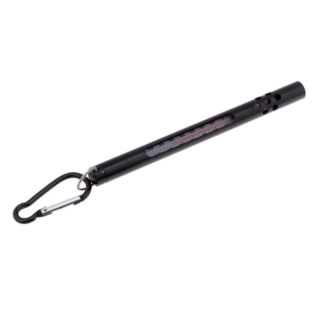LICHTS Metal Glass Fly Fishing Water Sea Stream Thermometer Fishing Accessory Black-image-2