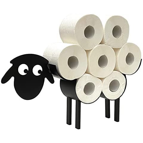 DanDiBo Toilet Roll Holder Black Metal Sheep 3.0 Toilet Roll Holder Toilet Roll Holder Free Standing Toilet Paper Holder Cover