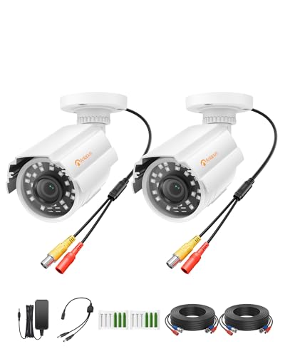 Anlapus 2 Pack 1080P HD Security Cameras, 80ft Night Vision, IP66 Weatherproof, 2MP Outdoor Indoor Home Surveillance CCTV Bullet Camera for 1080P/5MP/4K Analog DVR Systems
