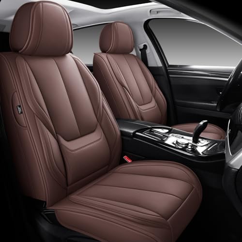 Image of MINGBRON Seat Covers, Car Seat Covers Front Seats, Car Seat Cover, Car Seat Protector Waterproof, Car Seat Cushion Nappa Leather, Brwon Seat Covers Carseat Cover Universal Fit for Most Cars