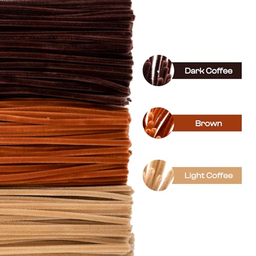 Image of Caydo 300 Pieces Brown Pipe Cleaners | Thick Fluffy Chenille Stems Bulk for Making Animals and Kids Creative Arts And Crafts