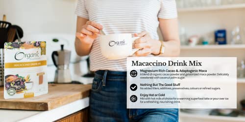 Organic Traditions Superfood Macaccino Drink Mix with Maca Root & Cacao Powder Blend Superfood Caffeine Free Dairy Free Drink Mix Hot or Iced Healthy Hot Chocolate, 8oz (227g) Bag, 28 servings per bag