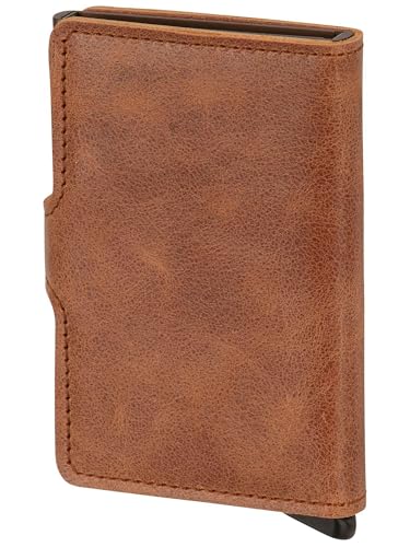 Image of SECRID - Men Mini Wallet Genuine Vintage Leather RFID Safe Card Case for max 10 cards (Cognac Brown)