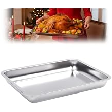 15.5 in 304 Stainless Steel Roasting Pan Non-Stick Big Roaster Pan,for Big Green Eggs Grilling or Drip Pan for Turkey,Durable Baking,Lasagna Pan,Dishwasher Safe