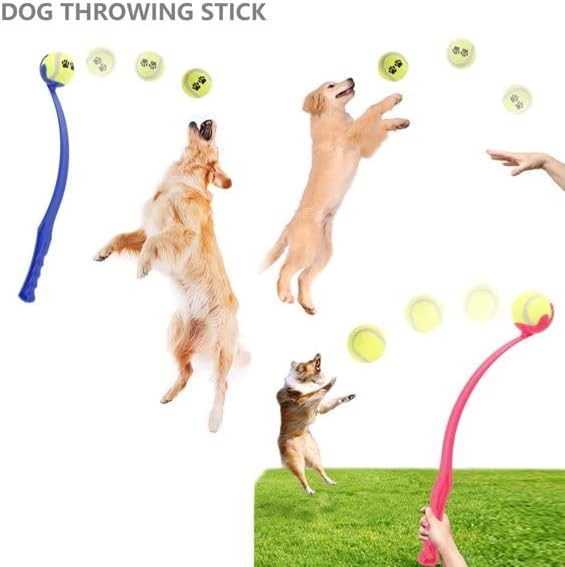 HOT BARGAINS 2 X Dog Ball Thrower Launcher 38cm Approx. large Fetch Comfortable Handle Retrieve Dog Ball Chucker Toy - Balls Included