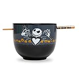 Toynk Disney The Nightmare Before Christmas Scary Jack Ceramic Dinnerware Set | Includes 20-Ounce Ramen Noodle Bowl and Wooden Chopsticks