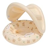 Baby Pool Float With Canopy, Kids Floating Rings with UV Sunshade Canopy, PVC Comfortable Adjustable Float Trainer for Babies and Kids, Perfect Pool for 6-36 Months