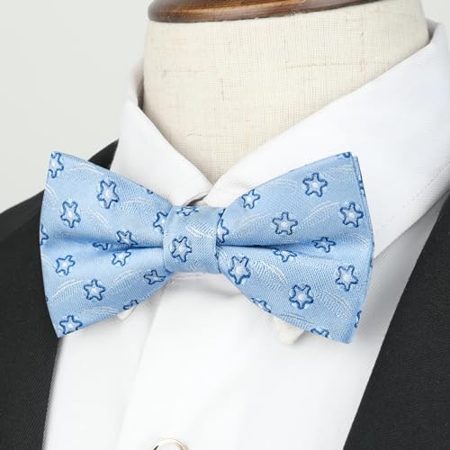 Image of HISDERN Bow Ties for Boys Pre Tied Toddler Bow Tie Adjustable Kids Bowties Clip On Fun Patterned Bowties for Wedding Party
