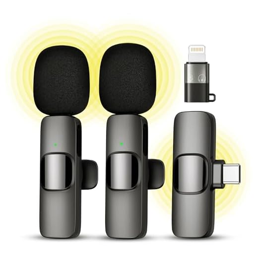 Qhot Micrófono inalámbrico para iPhone, iPad, Android, micrófono de Solapa para grabación de vídeo - 2 Pack iPhone Mic Crystal Clear Recording con USB-C para micrófono Podcast, ASMR, TikTok.