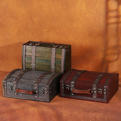 Coffre de pirate en bois avec puzzles, le cadeau rétro idéal